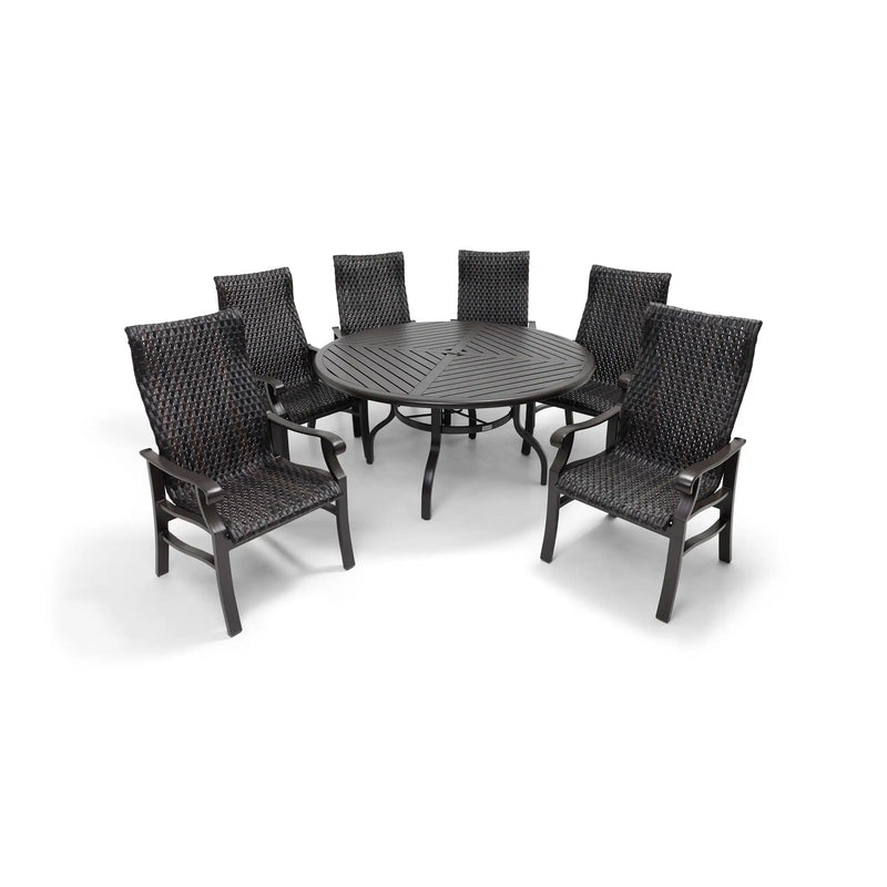 Stirling 7 Piece Woven Round Dining Group - The Great Escape