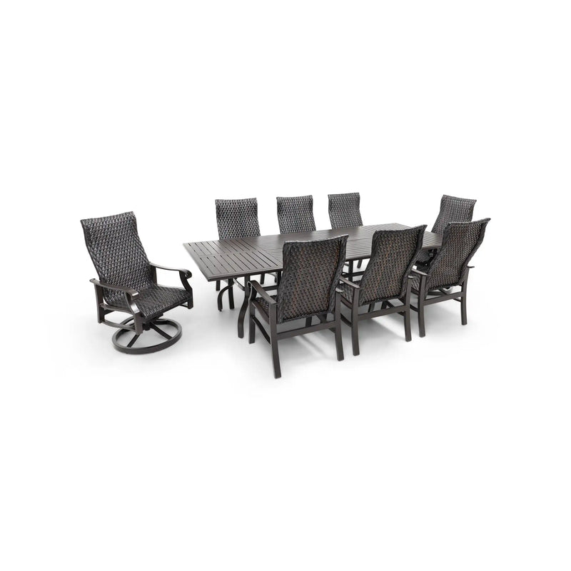 Stirling 9 Piece Woven Dining Group W/ 44"x112" Rect. Table - The Great Escape