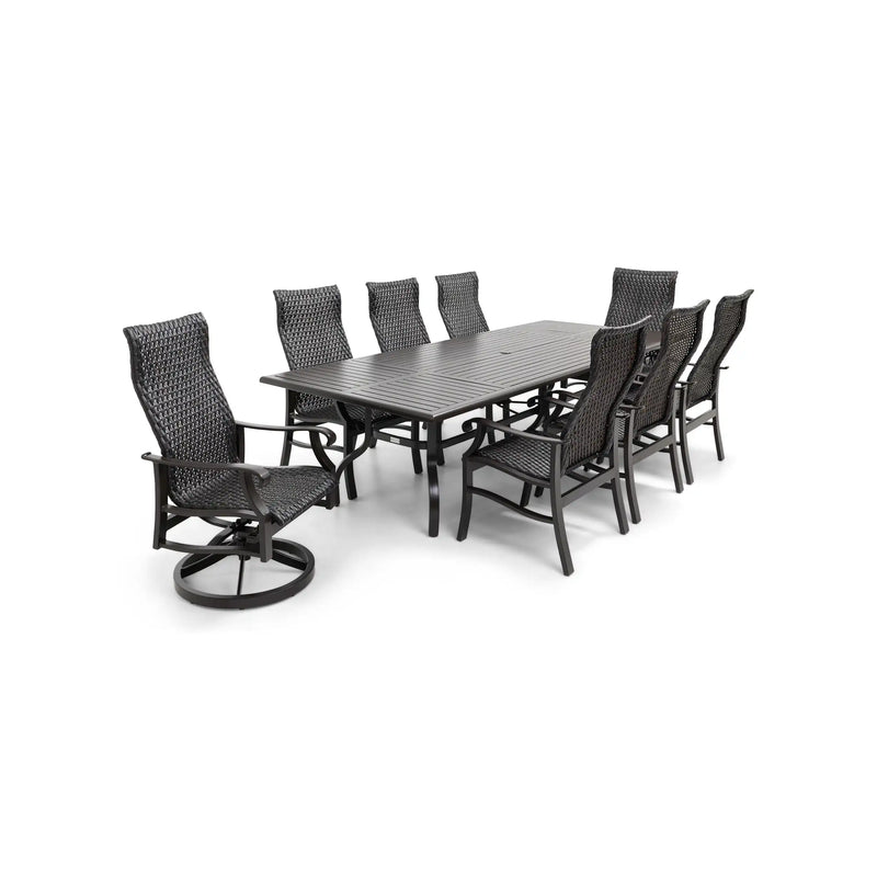 Stirling 9 Piece Woven Dining Group W/ 44"x112" Rect. Table - The Great Escape