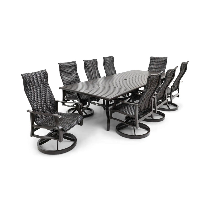 Stirling 9 Piece Woven Dining Group W/ 44"x112" Rect. Table - The Great Escape