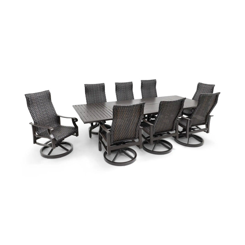 Stirling 9 Piece Woven Dining Group W/ 44"x112" Rect. Table - The Great Escape