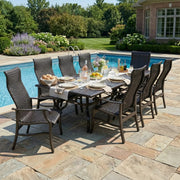 Stirling 9 Piece Woven Dining Group W/ 44"x112" Rect. Table - The Great Escape