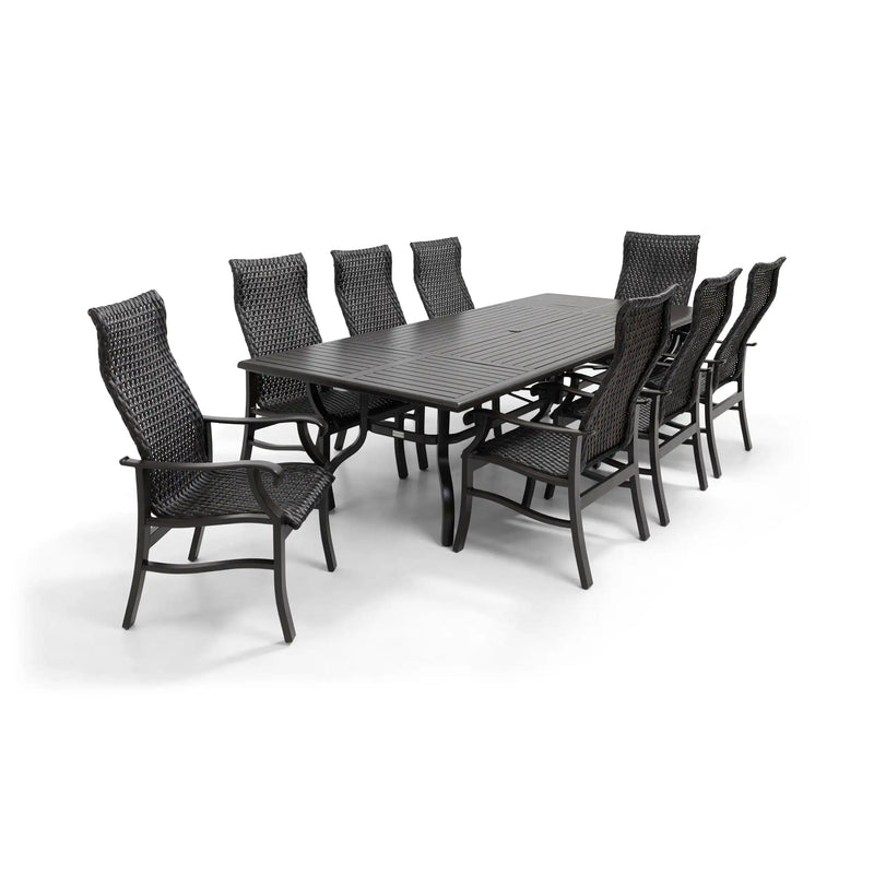 Stirling 9 Piece Woven Dining Group W/ 44"x112" Rect. Table - The Great Escape