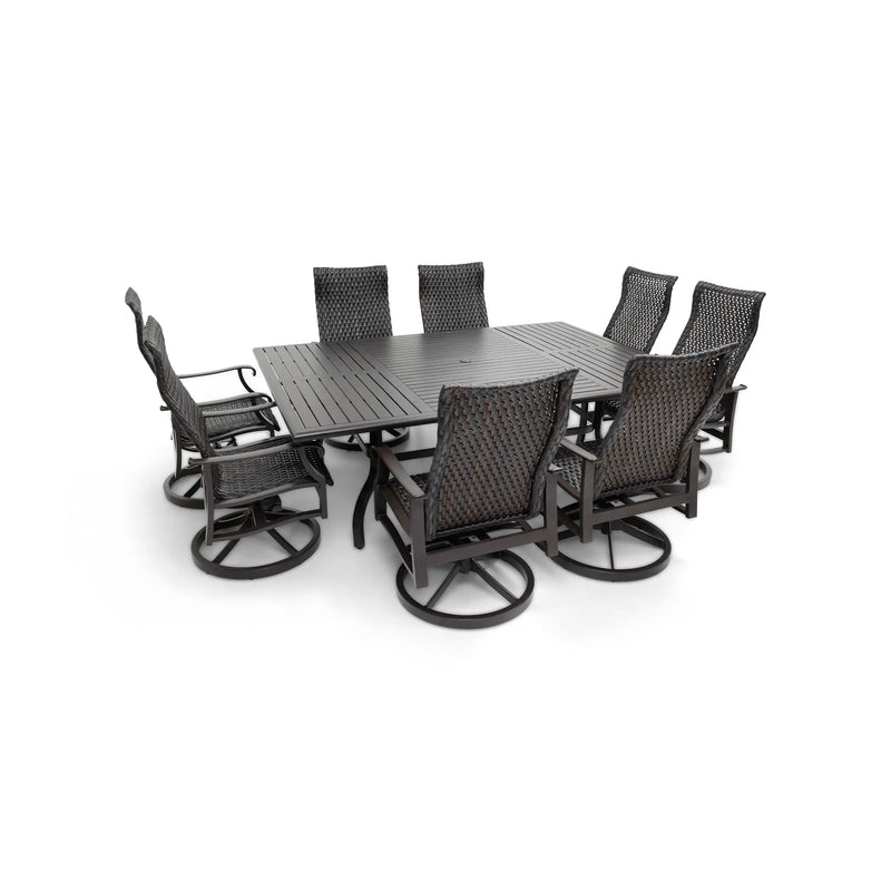 Stirling 9 Piece Woven Dining Group W/ 60"x84" Rect. Table - The Great Escape