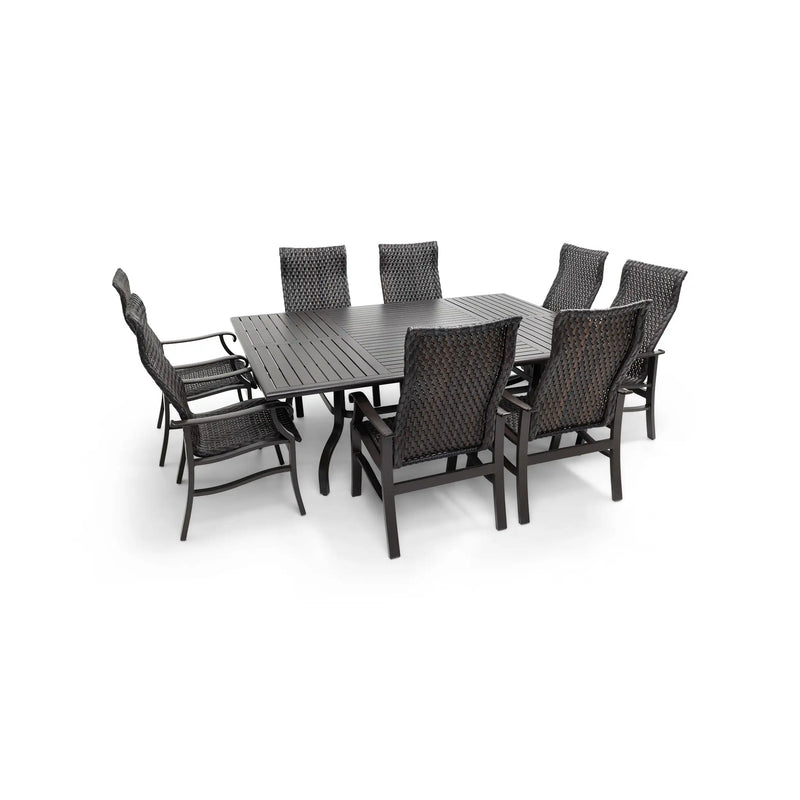 Stirling 9 Piece Woven Dining Group W/ 60"x84" Rect. Table - The Great Escape