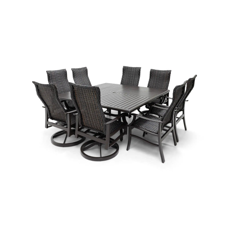 Stirling 9 Piece Woven Square Dining Group - The Great Escape