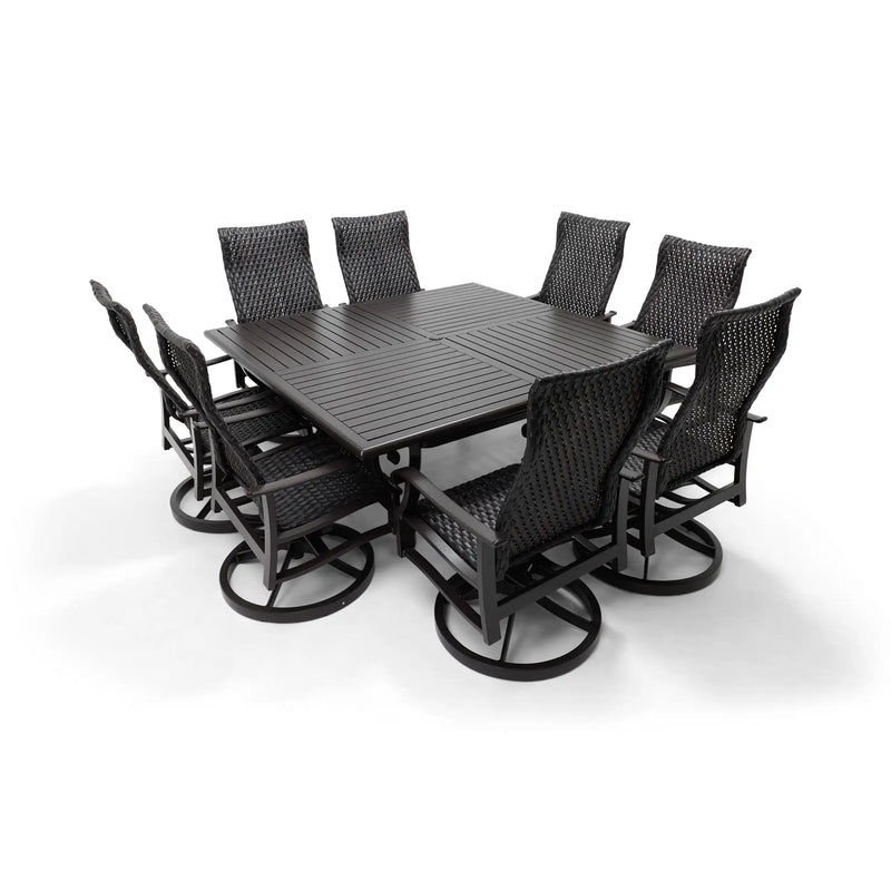 Stirling 9 Piece Woven Square Dining Group - The Great Escape