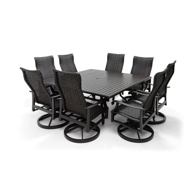 Stirling 9 Piece Woven Square Dining Group - The Great Escape