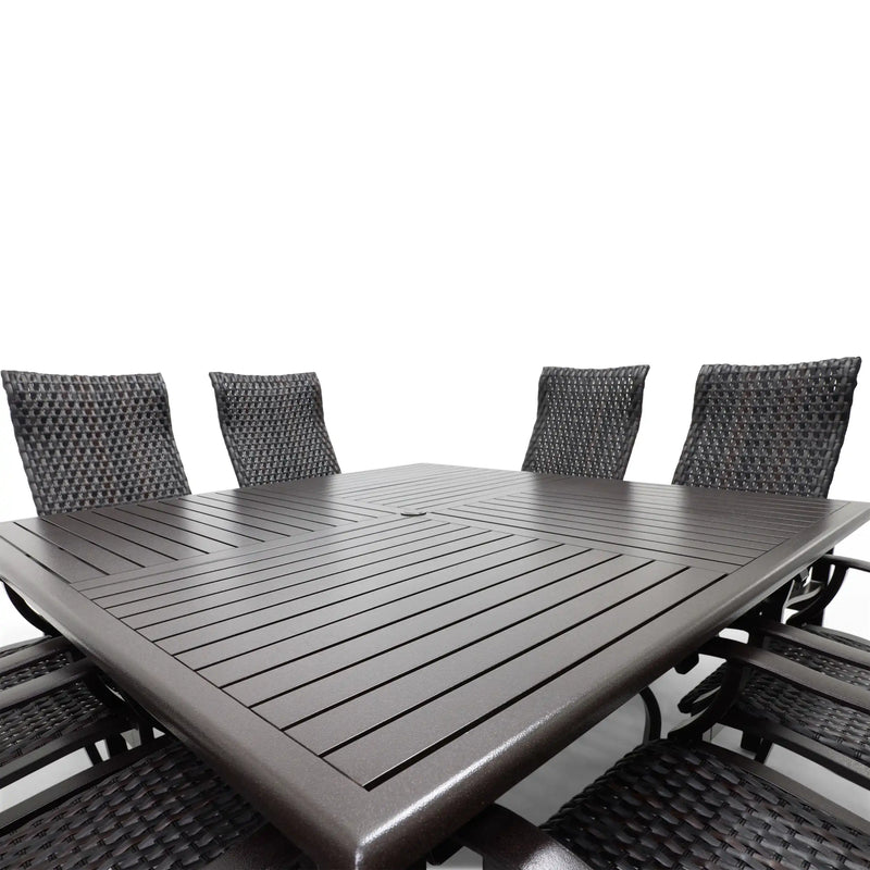 Stirling 9 Piece Woven Square Dining Group - The Great Escape