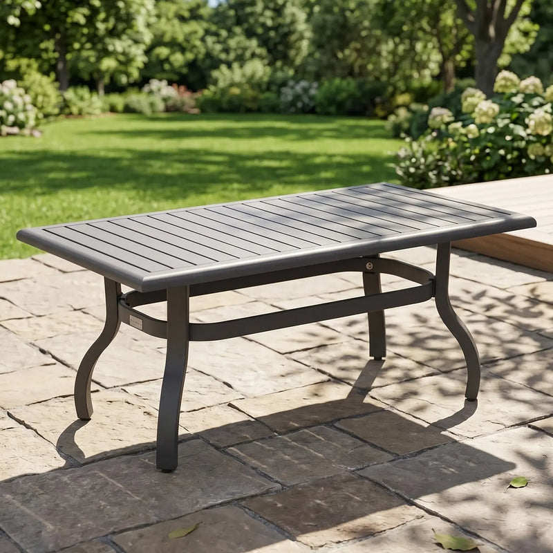 26x48 Inch Rectangle Graphite Farnham Slat Coffee Table - The Great Escape