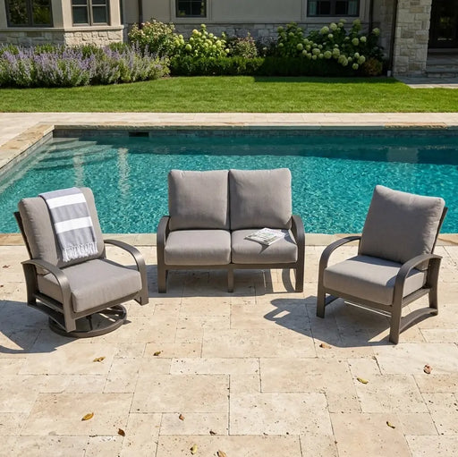 Wakefield 3 Piece Barbados Fog Loveseat Group - The Great Escape