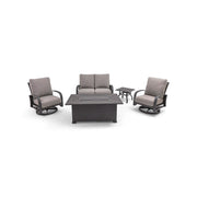 Wakefield 5 Piece Barbados Fog Loveseat Firepit Chat Group - The Great Escape