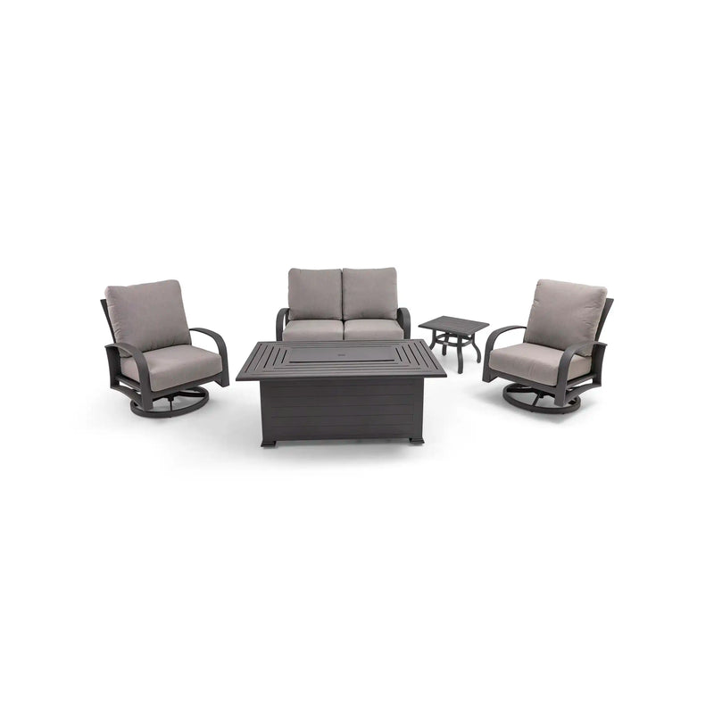 Wakefield 5 Piece Barbados Fog Loveseat Firepit Chat Group - The Great Escape