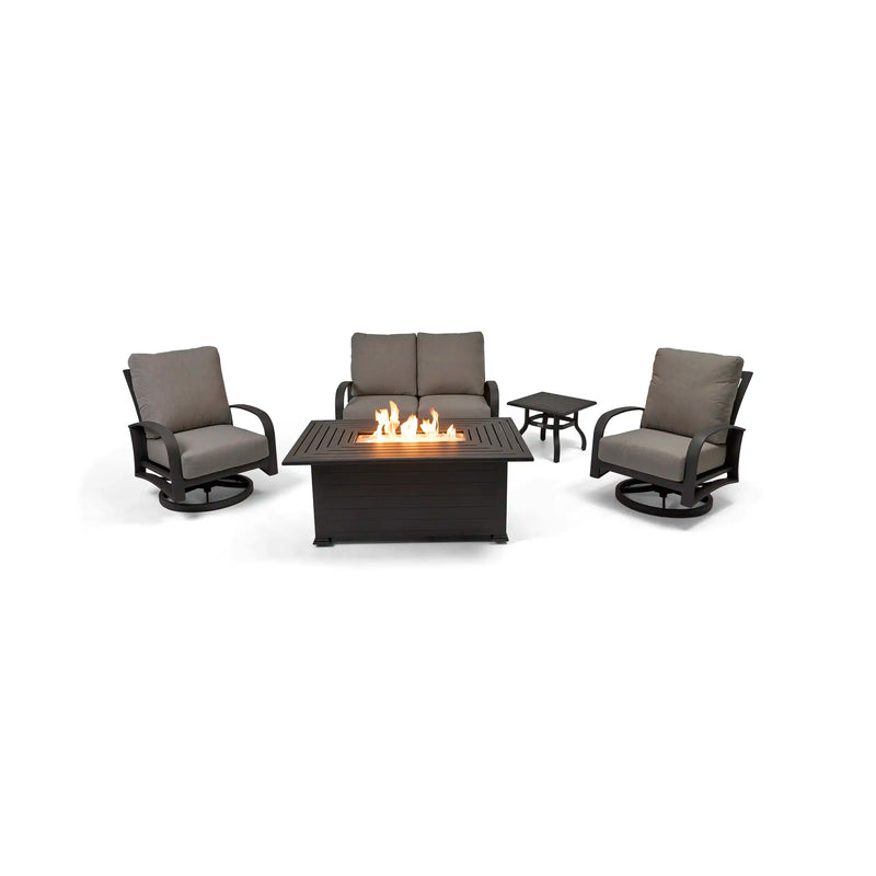 Wakefield 5 Piece Barbados Fog Loveseat Firepit Chat Group - The Great Escape