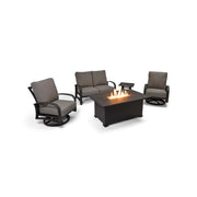 Wakefield 5 Piece Barbados Fog Loveseat Firepit Chat Group - The Great Escape