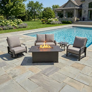 Wakefield 5 Piece Barbados Fog Loveseat Firepit Chat Group - The Great Escape