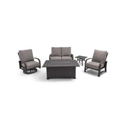 Wakefield 5 Piece Barbados Fog Loveseat Firepit Chat Group - The Great Escape