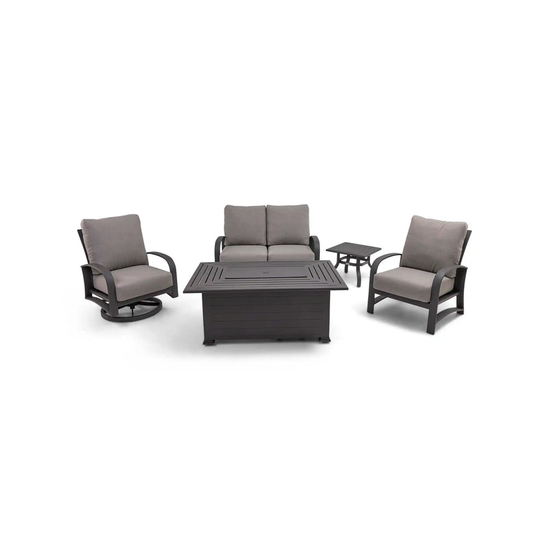 Wakefield 5 Piece Barbados Fog Loveseat Firepit Chat Group - The Great Escape