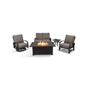 Wakefield 5 Piece Barbados Fog Loveseat Firepit Chat Group - The Great Escape