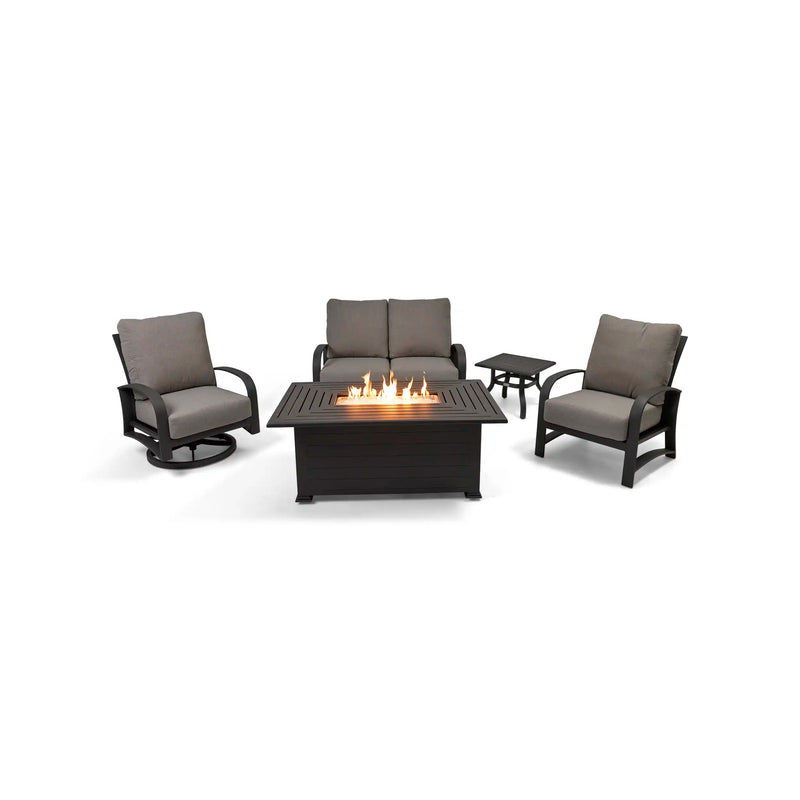 Wakefield 5 Piece Barbados Fog Loveseat Firepit Chat Group - The Great Escape