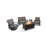 Wakefield 5 Piece Barbados Fog Loveseat Firepit Chat Group - The Great Escape