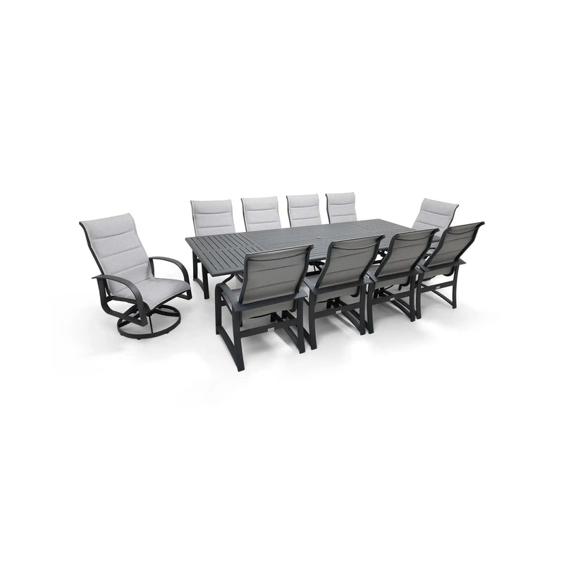 Wakefield 11 Piece Padded Sling Dining Group W/ 44"x112" Rect. Table - The Great Escape