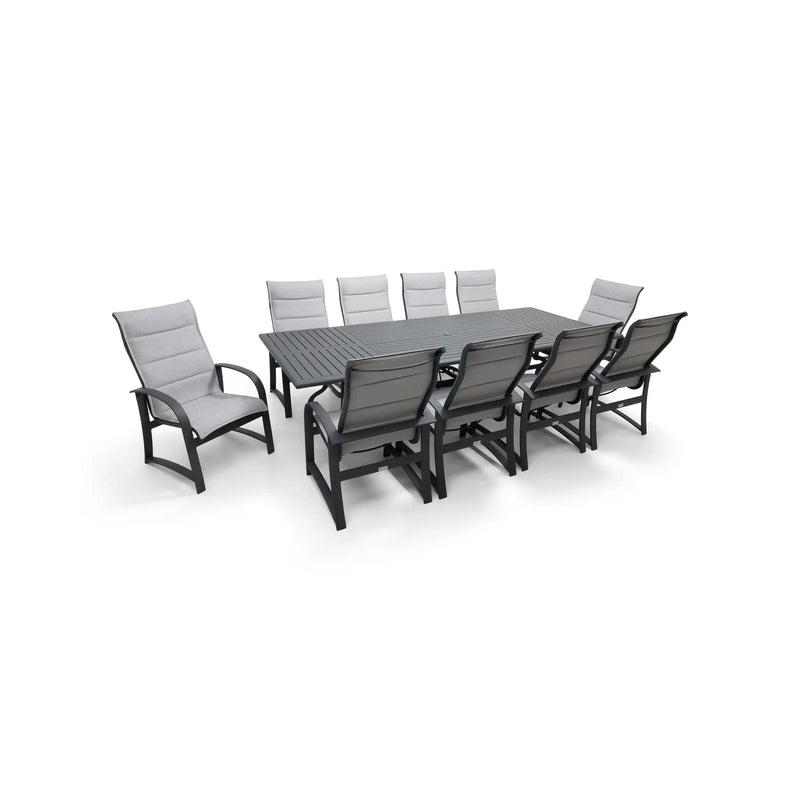 Wakefield 11 Piece Padded Sling Dining Group W/ 44"x112" Rect. Table - The Great Escape