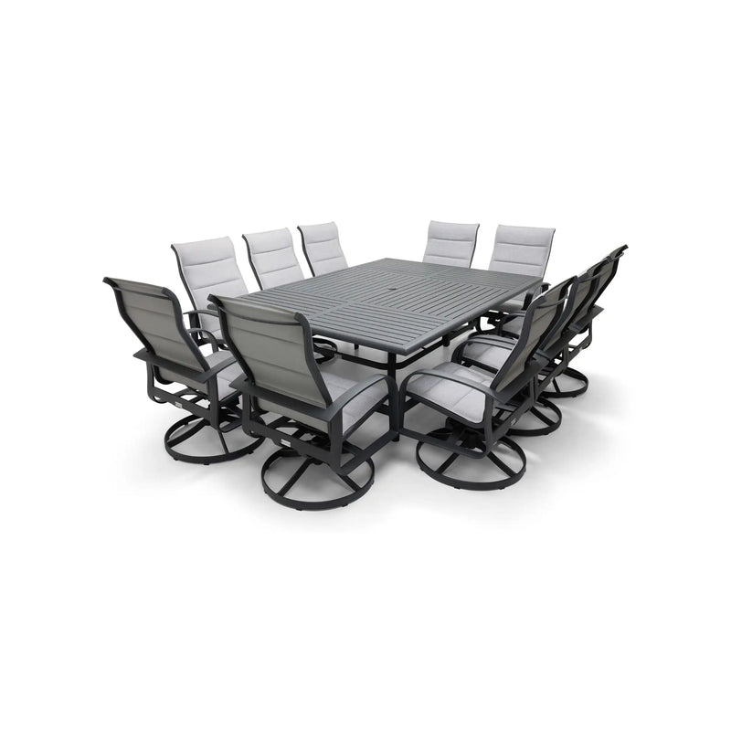 Wakefield 11 Piece Padded Sling Dining Group W/ 60"x84" Rect. Table - The Great Escape