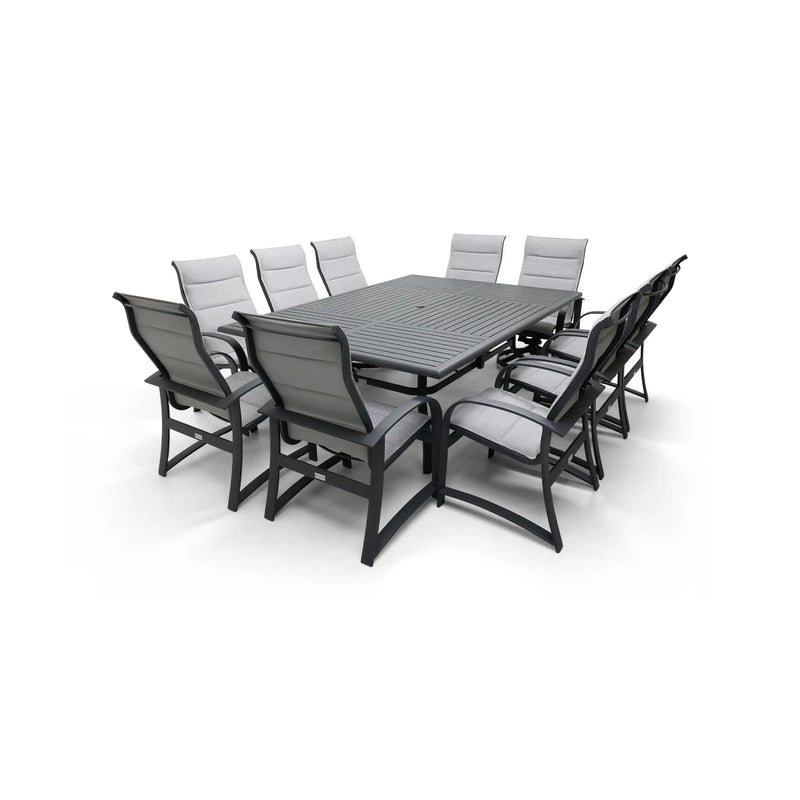 Wakefield 11 Piece Padded Sling Dining Group W/ 60"x84" Rect. Table - The Great Escape