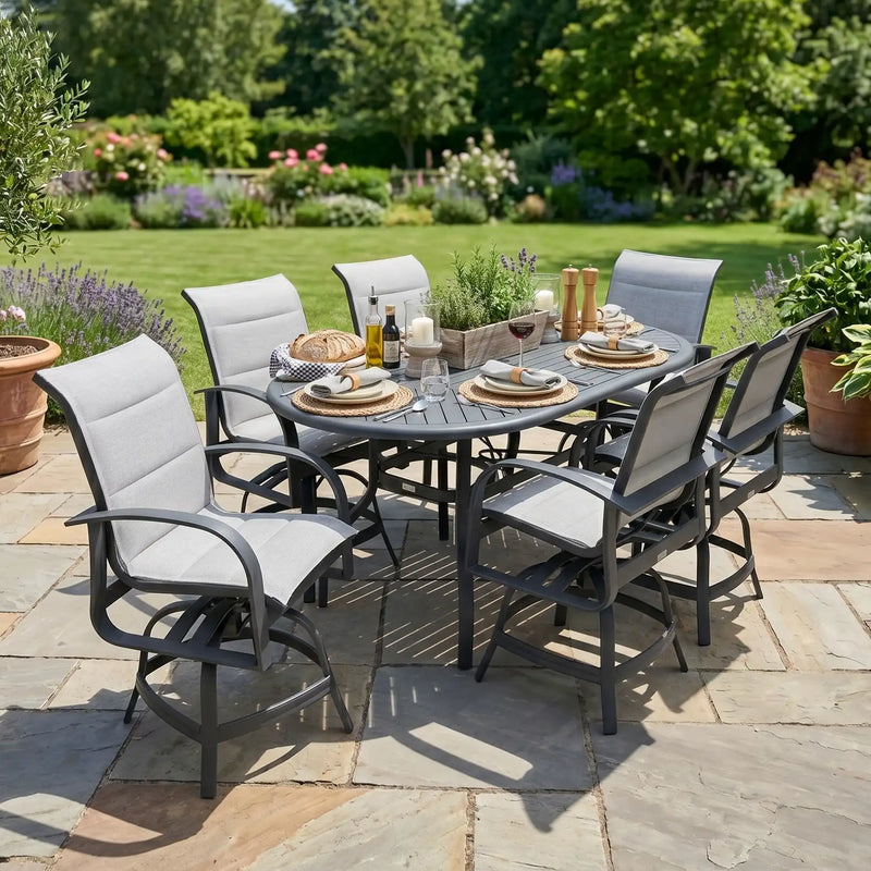 Wakefield 7 Piece Padded Sling Counter Height Group - The Great Escape