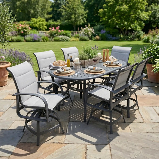 Wakefield 7 Piece Padded Sling Counter Height Group - The Great Escape