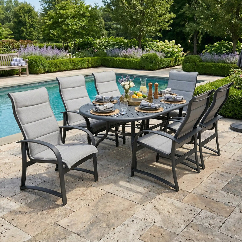 Wakefield 7 Piece Padded Sling Oval Dining Group - The Great Escape