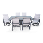 Wakefield 7 Piece Padded Firepit Dining Group With 2 Swivel Rockers - The Great Esacpe