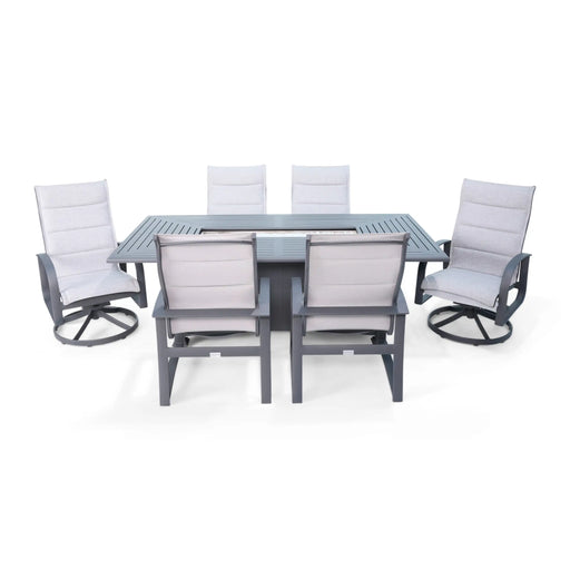 Wakefield 7 Piece Padded Firepit Dining Group With 2 Swivel Rockers - The Great Esacpe