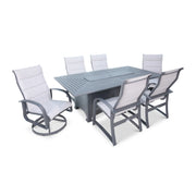 Wakefield 7 Piece Padded Firepit Dining Group With 2 Swivel Rockers - The Great Esacpe