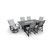 Wakefield 7 Piece Padded Sling Firepit Dining Group - The Great Escape