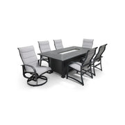 Wakefield 7 Piece Padded Sling Firepit Dining Group - The Great Escape