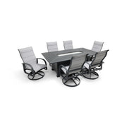 Wakefield 7 Piece Padded Sling Firepit Dining Group - The Great Escape