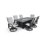 Wakefield 7 Piece Padded Sling Firepit Dining Group - The Great Escape