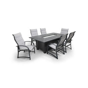 Wakefield 7 Piece Padded Sling Firepit Dining Group - The Great Escape