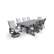 Wakefield 9 Piece Padded Sling Dining Group W/ 44"x112" Rect. Table - The Great Escape