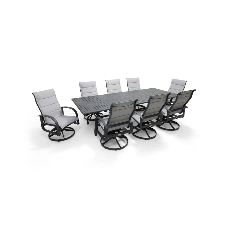 Wakefield 9 Piece Padded Sling Dining Group W/ 44"x112" Rect. Table - The Great Escape