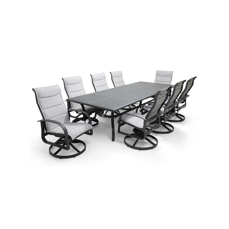 Wakefield 9 Piece Padded Sling Dining Group W/ 44"x112" Rect. Table - The Great Escape