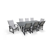 Wakefield 9 Piece Padded Sling Dining Group W/ 44"x112" Rect. Table - The Great Escape