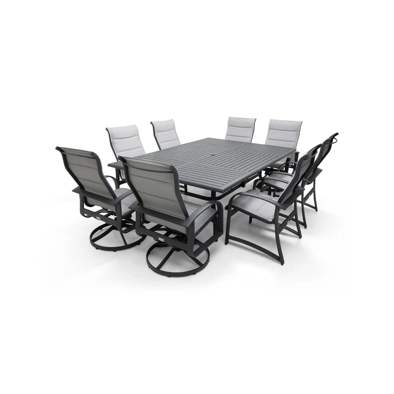 Wakefield 9 Piece Padded Sling Rectangle Dining Group - The Great Escape