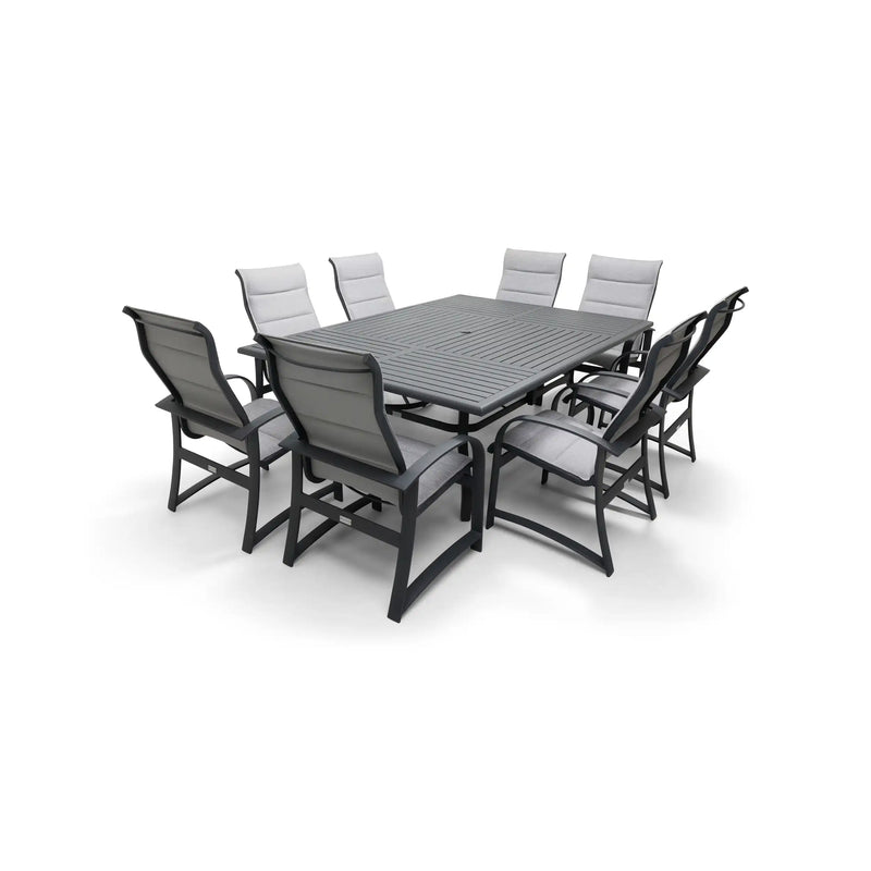 Wakefield 9 Piece Padded Sling Rectangle Dining Group - The Great Escape