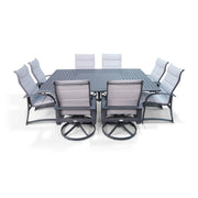 Wakefield 9 Piece Padded Dining Group With 2 Swivel Rockers - The Great Esacpe