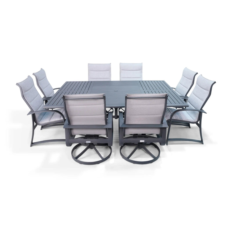 Wakefield 9 Piece Padded Dining Group With 2 Swivel Rockers - The Great Esacpe