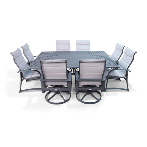 Wakefield 9 Piece Padded Dining Group With 2 Swivel Rockers - The Great Esacpe