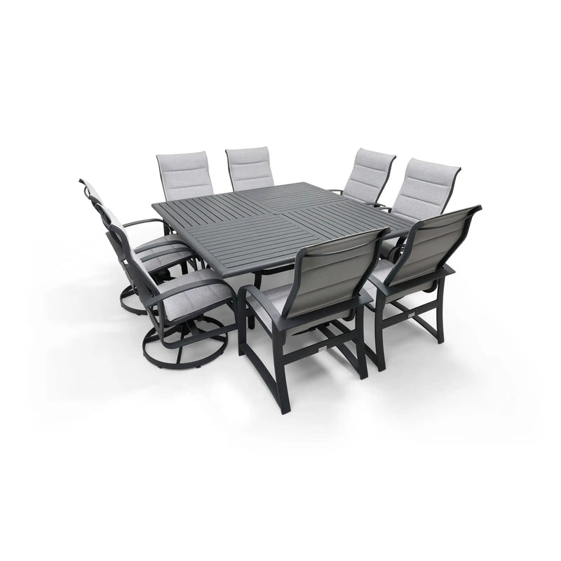 Wakefield 9 Piece Padded Sling Square Dining Group - The Great Escape
